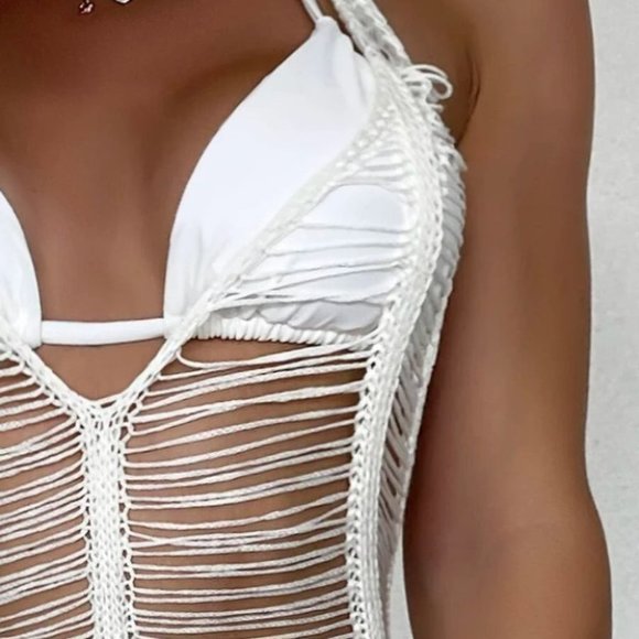 Plain Open Stitch Halter Cover Up - Picture 5 of 5